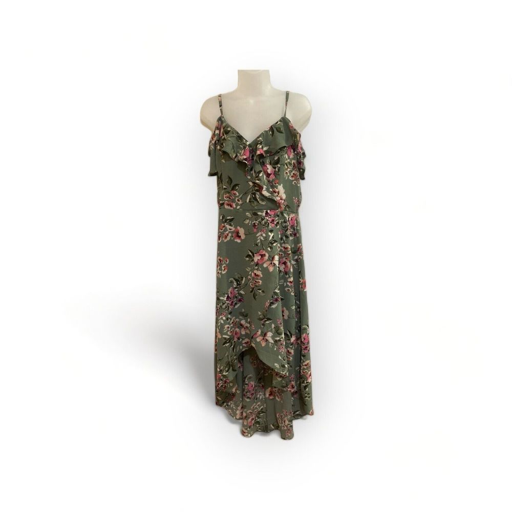 the general good Sage Floral Cold Shoulder Asymmetrical Dress Women's Size M